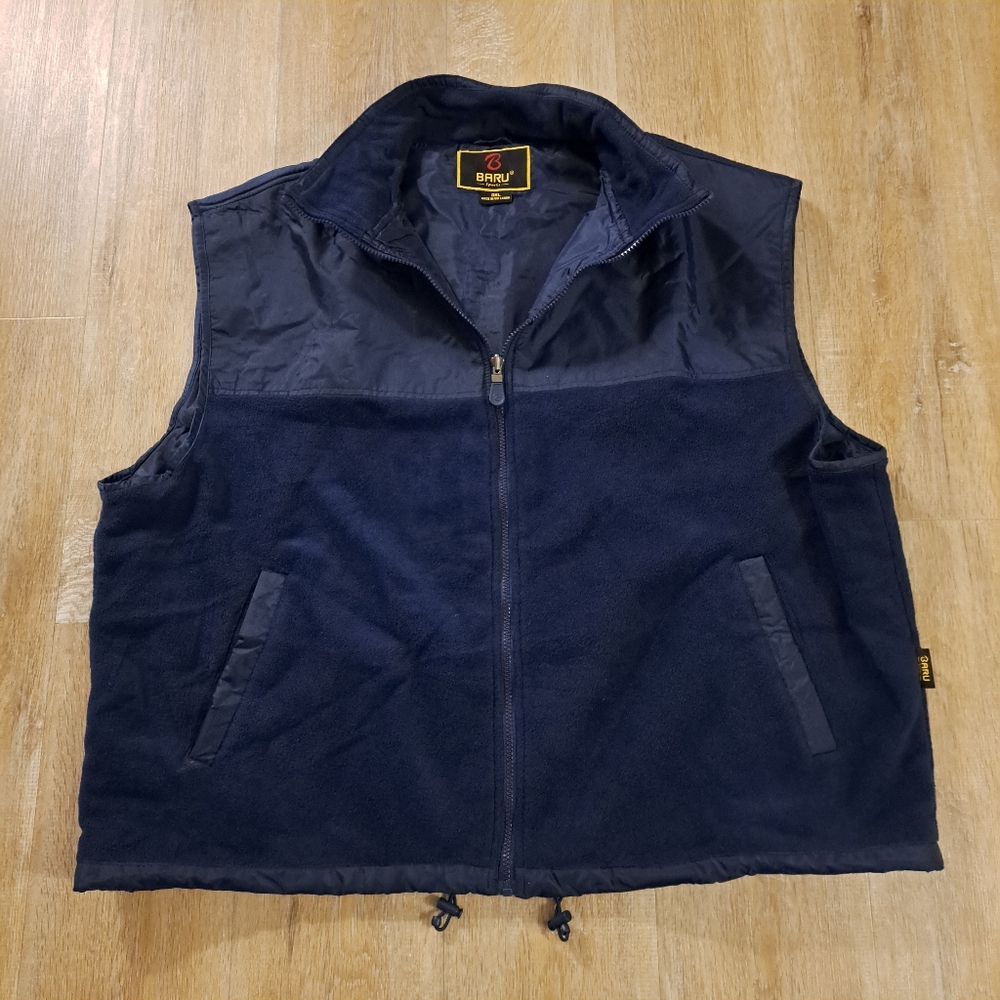 BARU Navy Blue Full Zip-up Vest Front Pockets Drawstring Men's Size 3XL NWOT